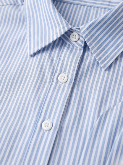Drop Shoulder Pleated Pure Cotton Shirt