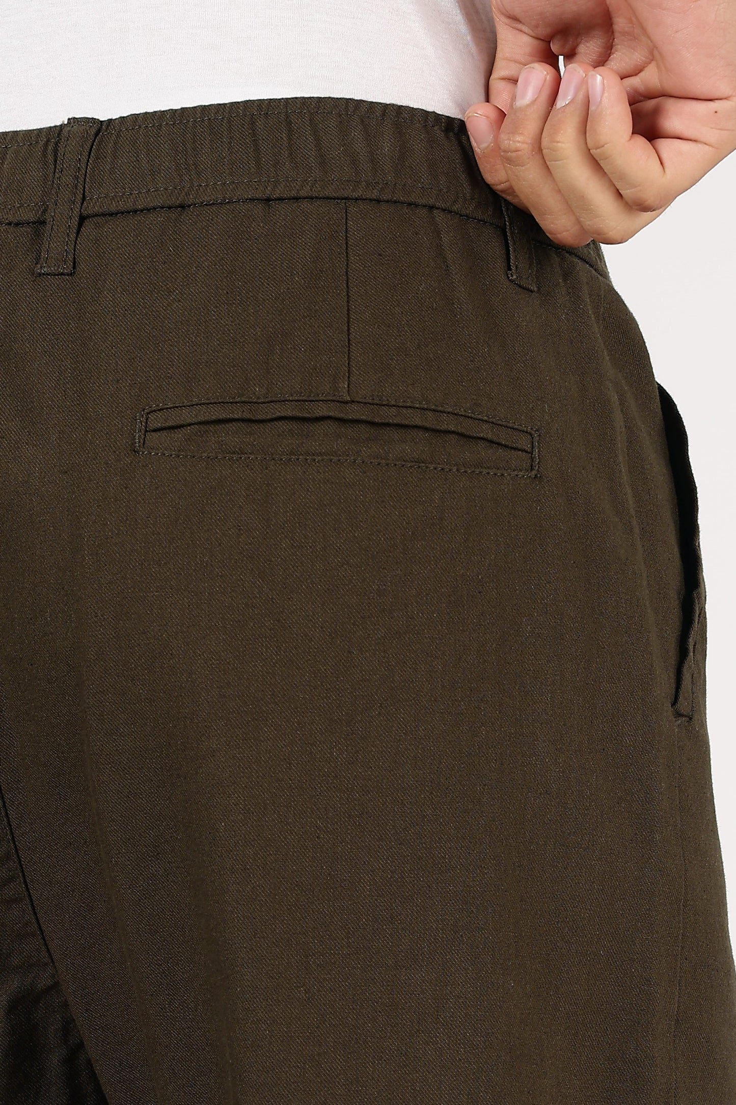 Linen-style 100% Cotton Relaxed Fit Olive Green Pant | Hamptons at Broadway