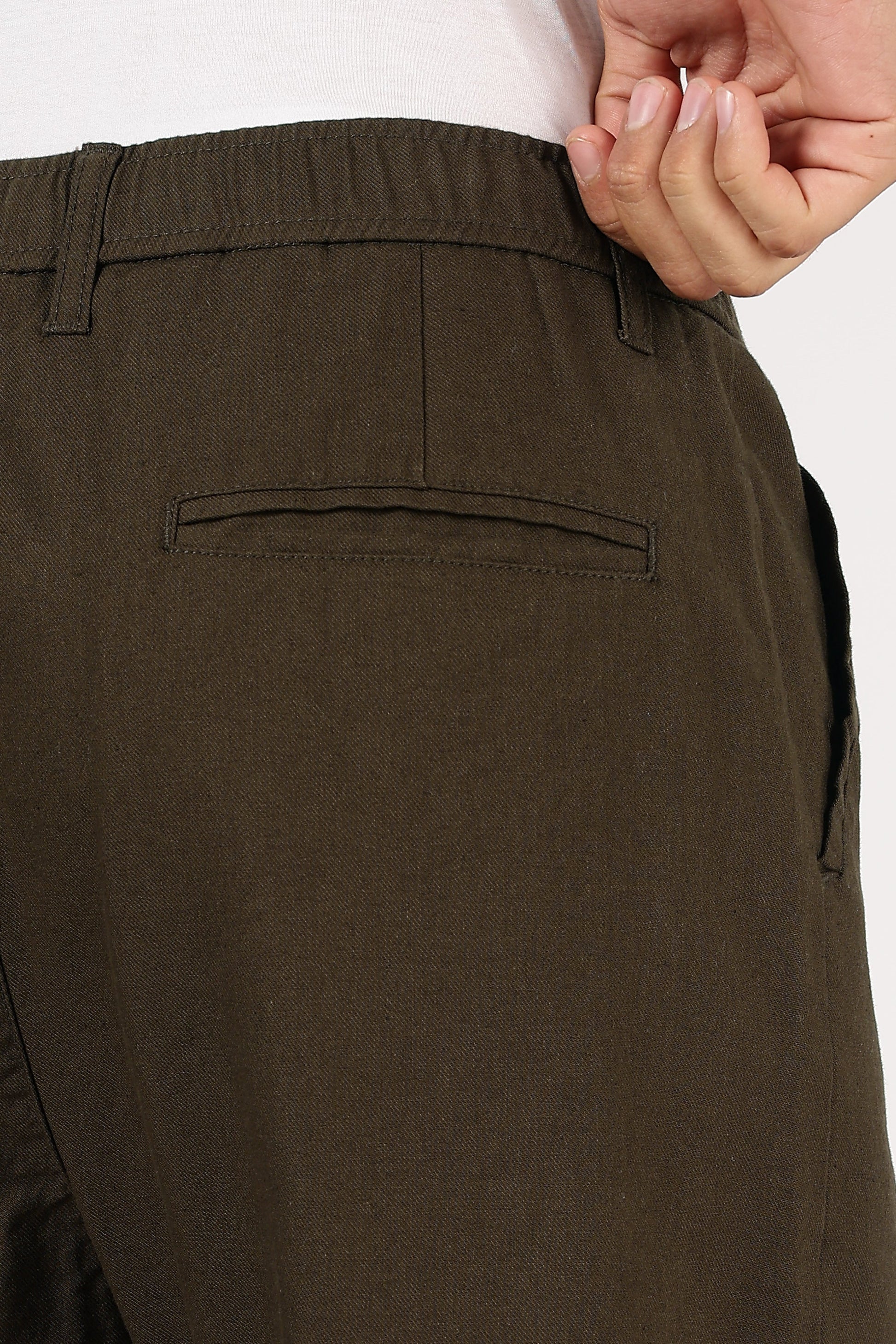 Linen-style 100% Cotton Relaxed Fit Olive Green Pant | Hamptons at Broadway