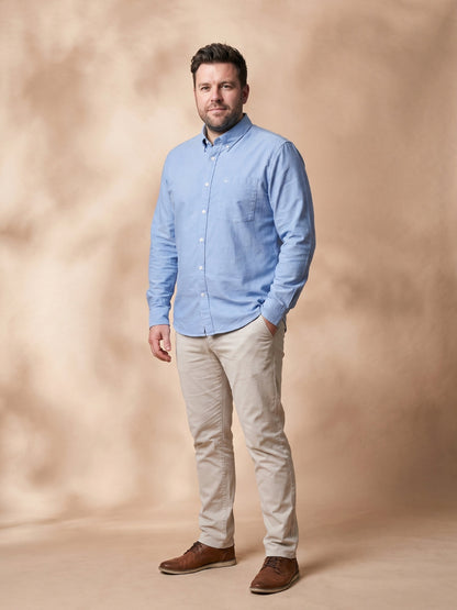 Blue Regular Fit Solid Plus Size Casual Shirt for Men (AQUIN)