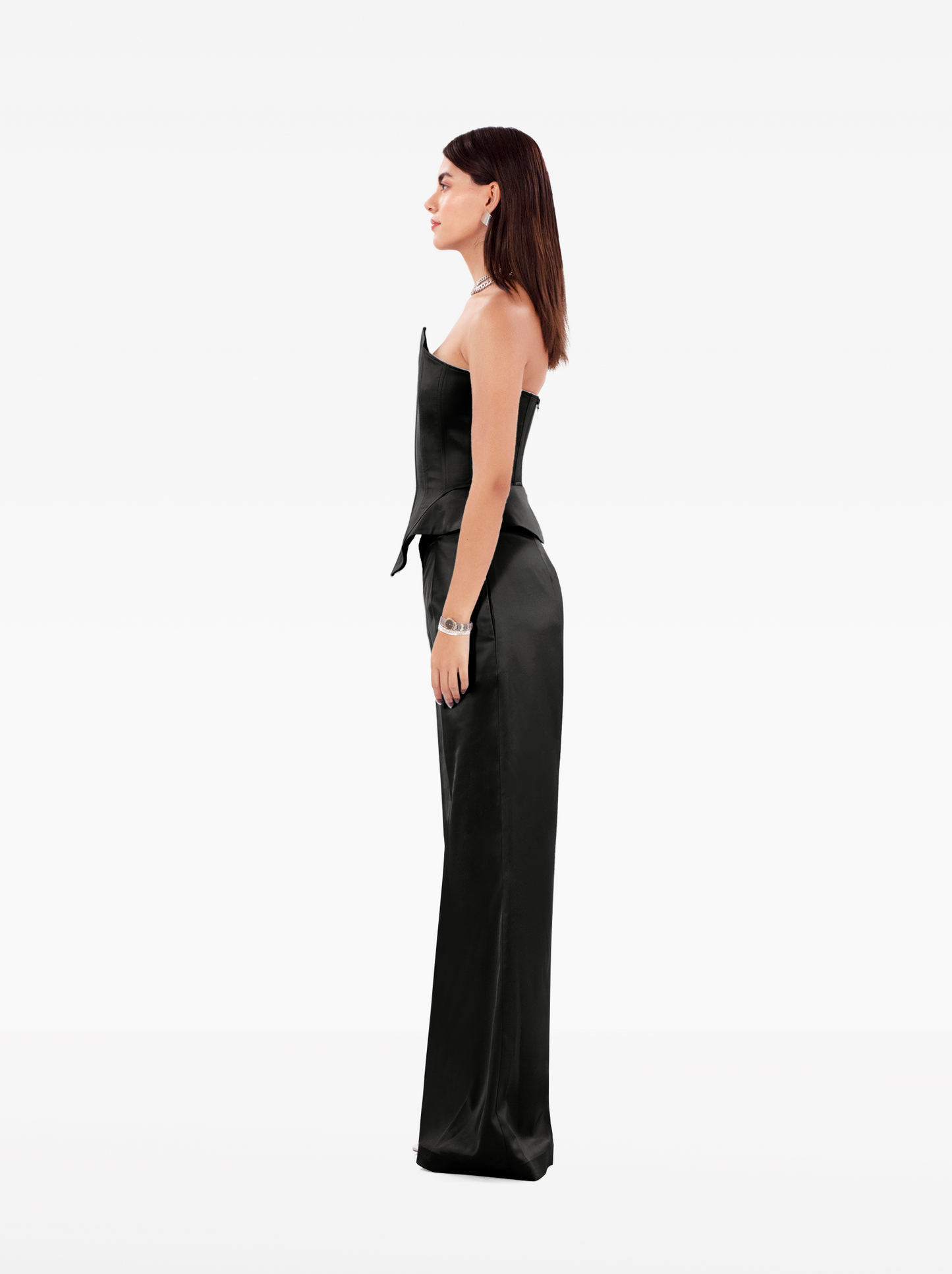 instant crush trousers - black wide leg satin high-waisted trousers with front pockets, birthday, party, formal, dinner, date outfit - SOLÉITE