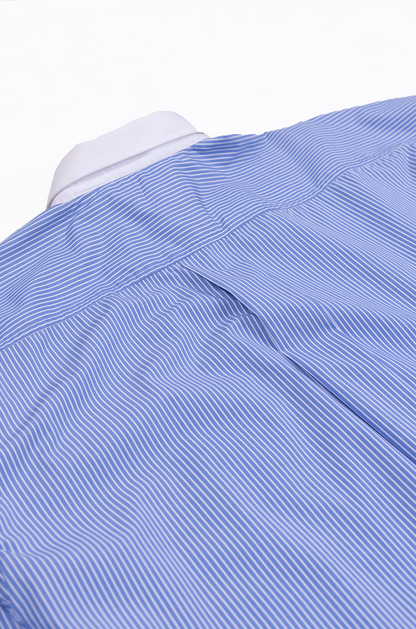 Oversized pinstriped embroidered darwyn shirt | Huemn at Broadway