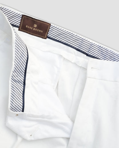 Bare Brown Slim Fit Trouser - White