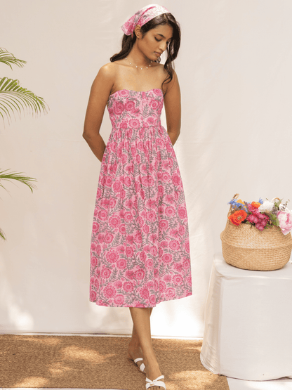 Sienna Floral Corset Midi Dress