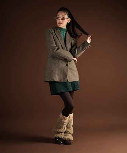 Banded Plush Ribbed Leg Warmer - Light Brown