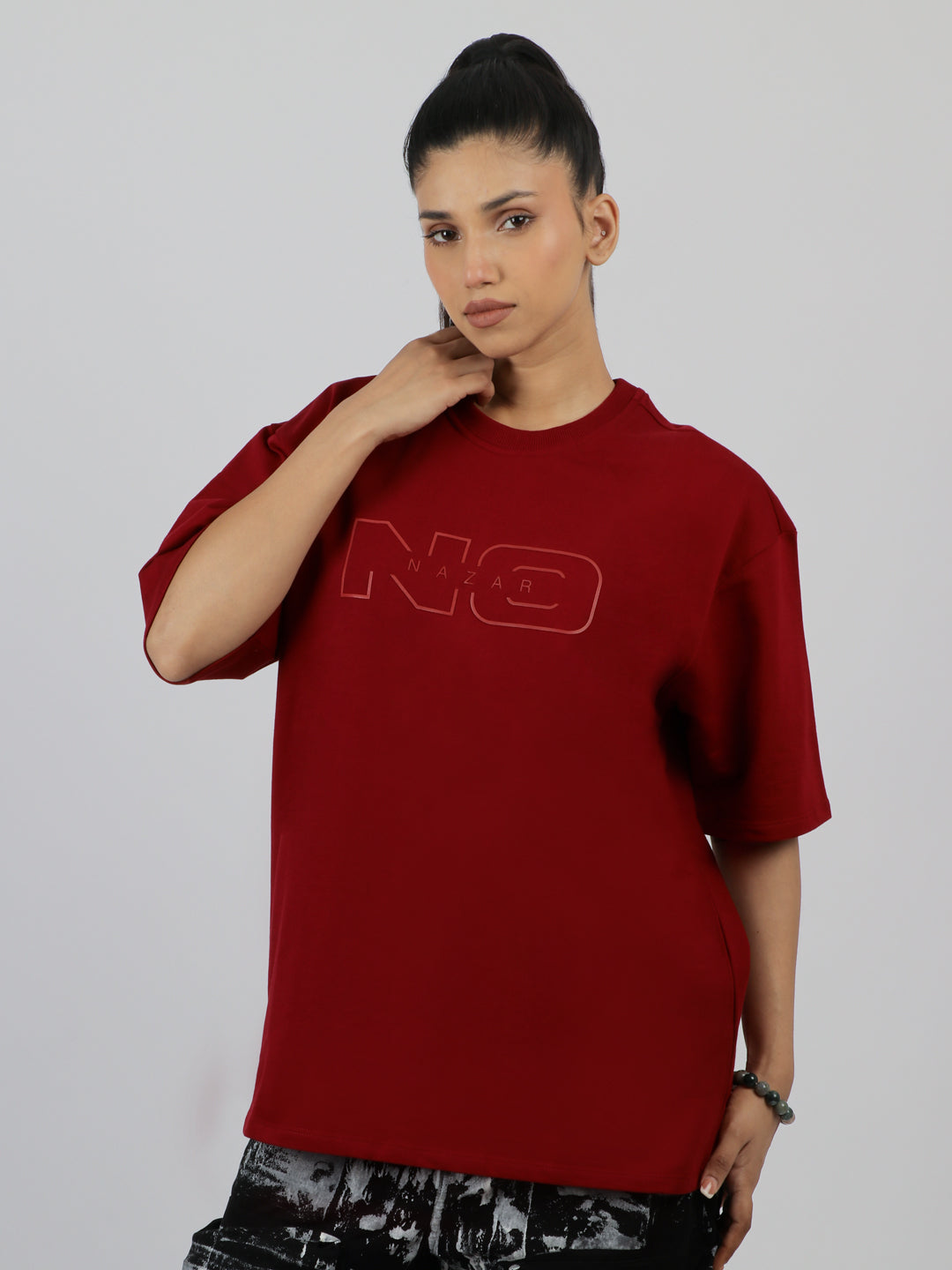 Essentials Tshirt - Bordeaux Red - Dual-Tone | No Nazar at Broadway