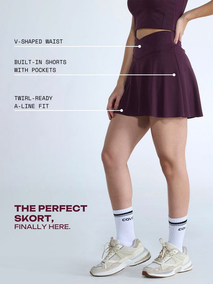 Wine Hourglass swirl skorts