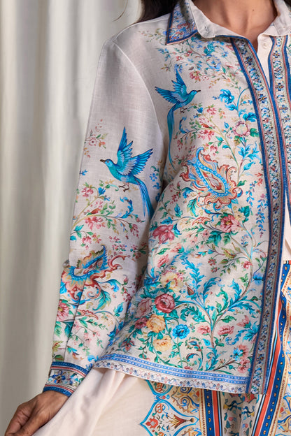 LINEN BOTANICAL PRINT SHIRT