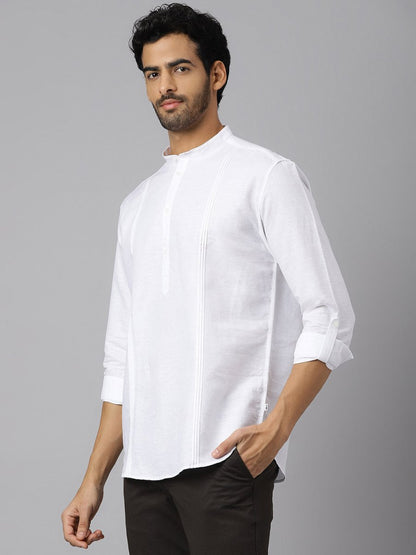 Soft Finish Mandarin Collar White Kurta - Spirited
