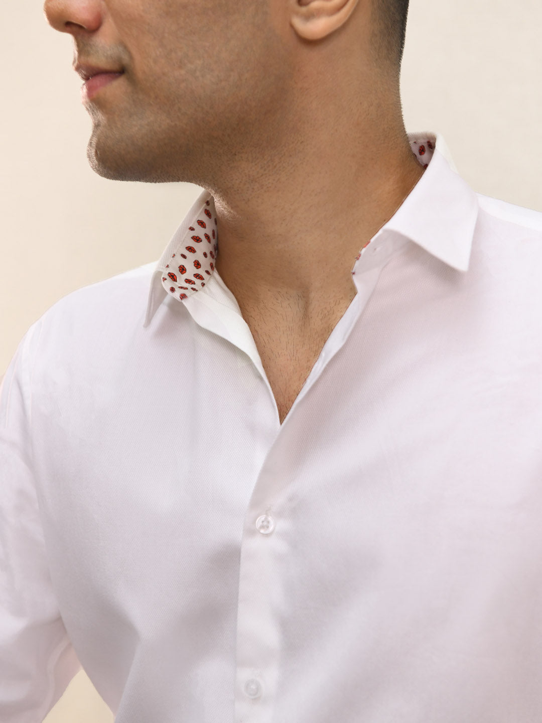 Contrast Detail Classic Cotton White Shirt - Gala