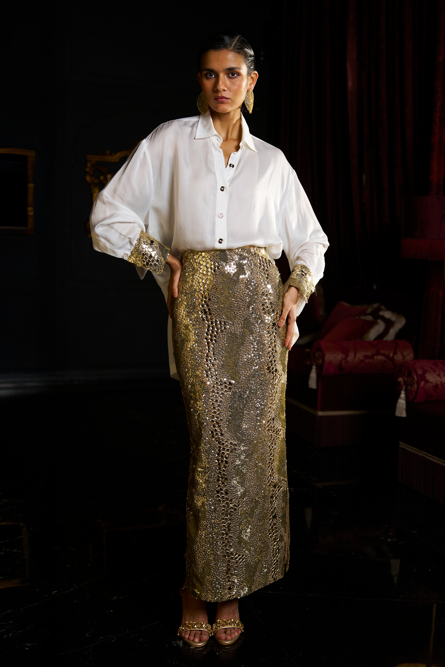 MIRROR AND SEQUIN SKIRT