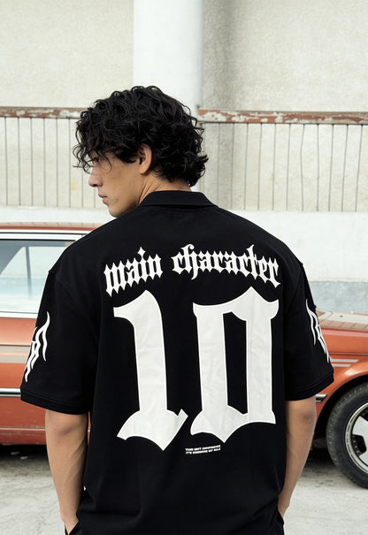 Black-Ten Oversized Polo T-Shirt