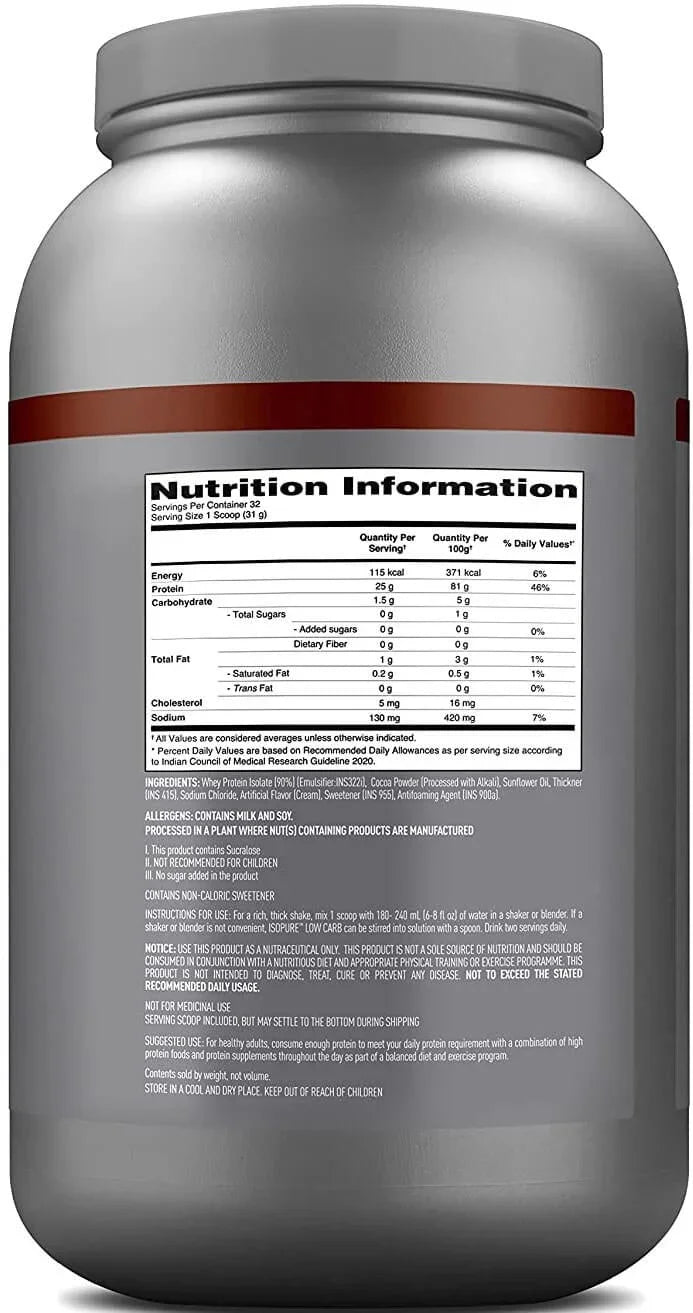 Isopure Low Carb 100% Whey Protein Isolate Cookie & Cream -2.2 Lbs ( 1 kg )