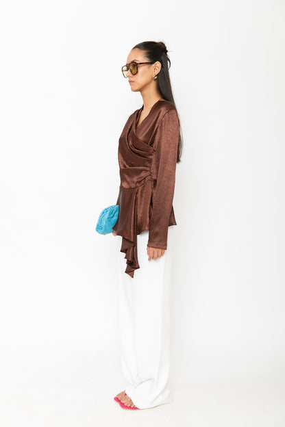 Contemponari-Magnolia Top-Brown