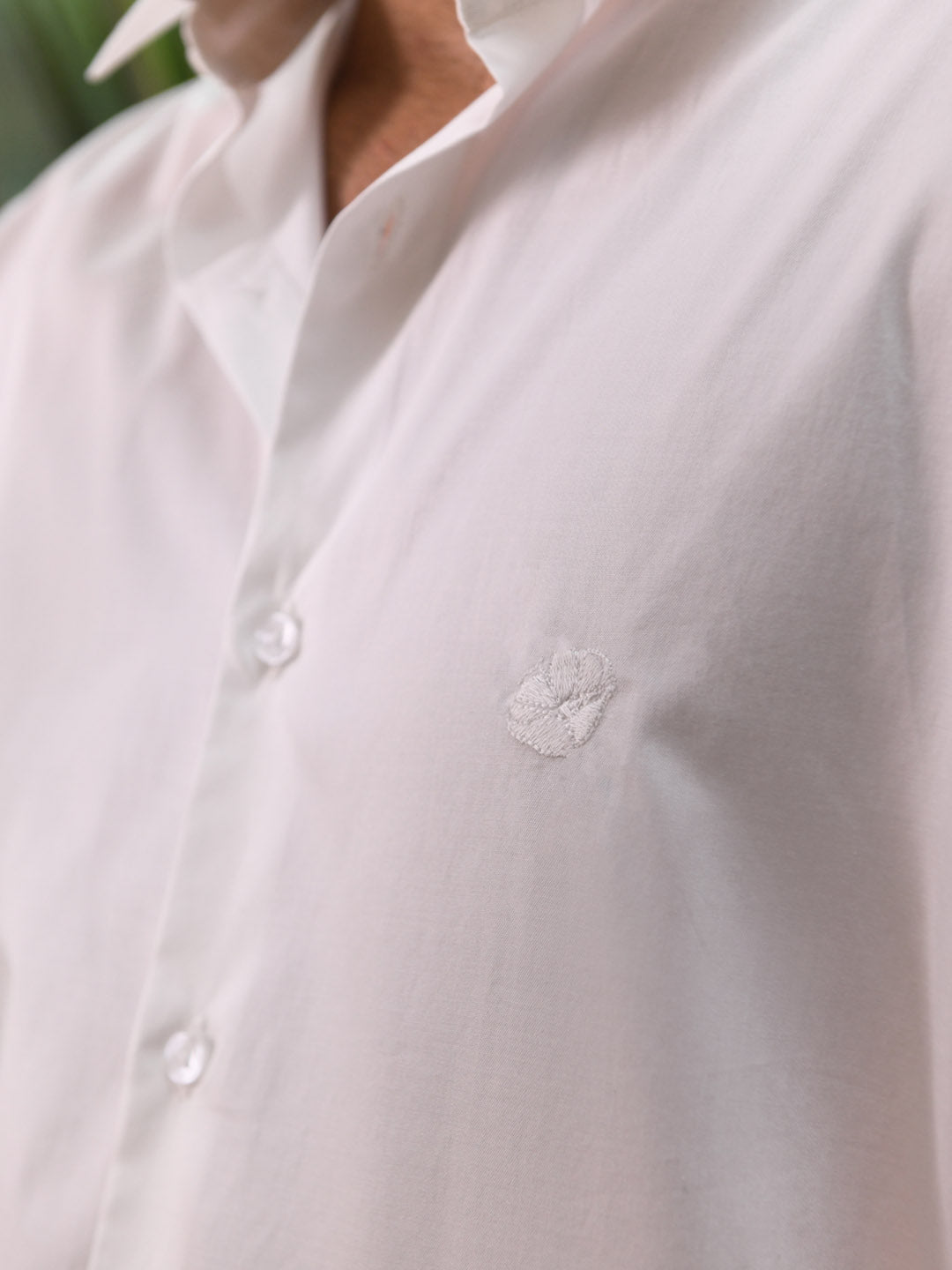 Poppy Embroidered Cotton White Shirt - Grace