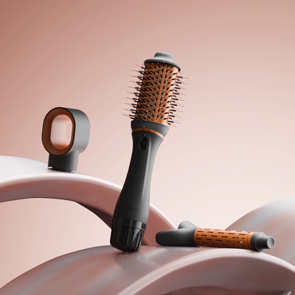 3 in 1 Hair Blow Brush | Dry, Curl & Volumize with Adjustable Heat - Grey