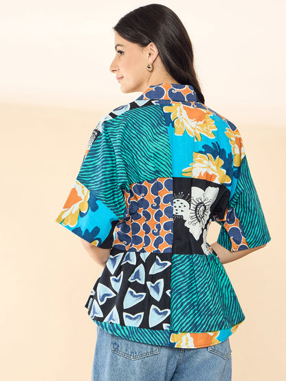 Drop Shoulder Pleated Pure Cotton Shirt