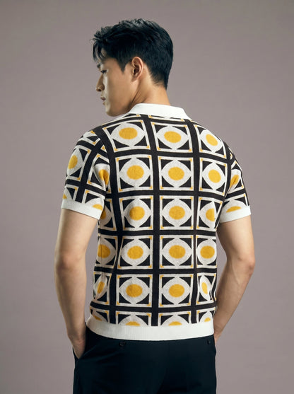 Astor grid knit polo