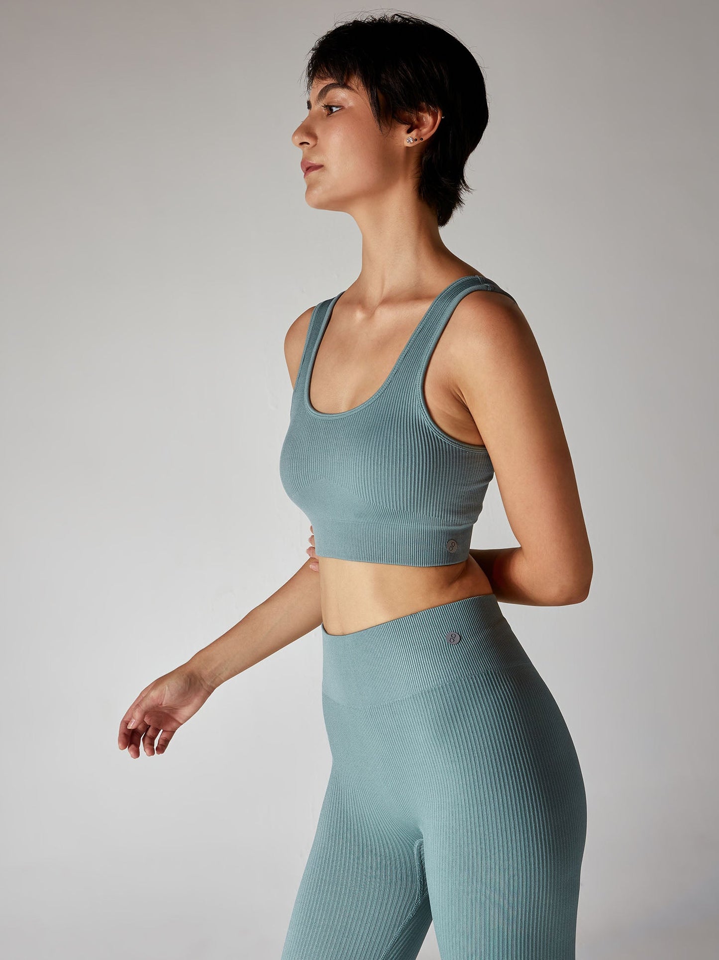 Slate Blue contoured seamless sports bra