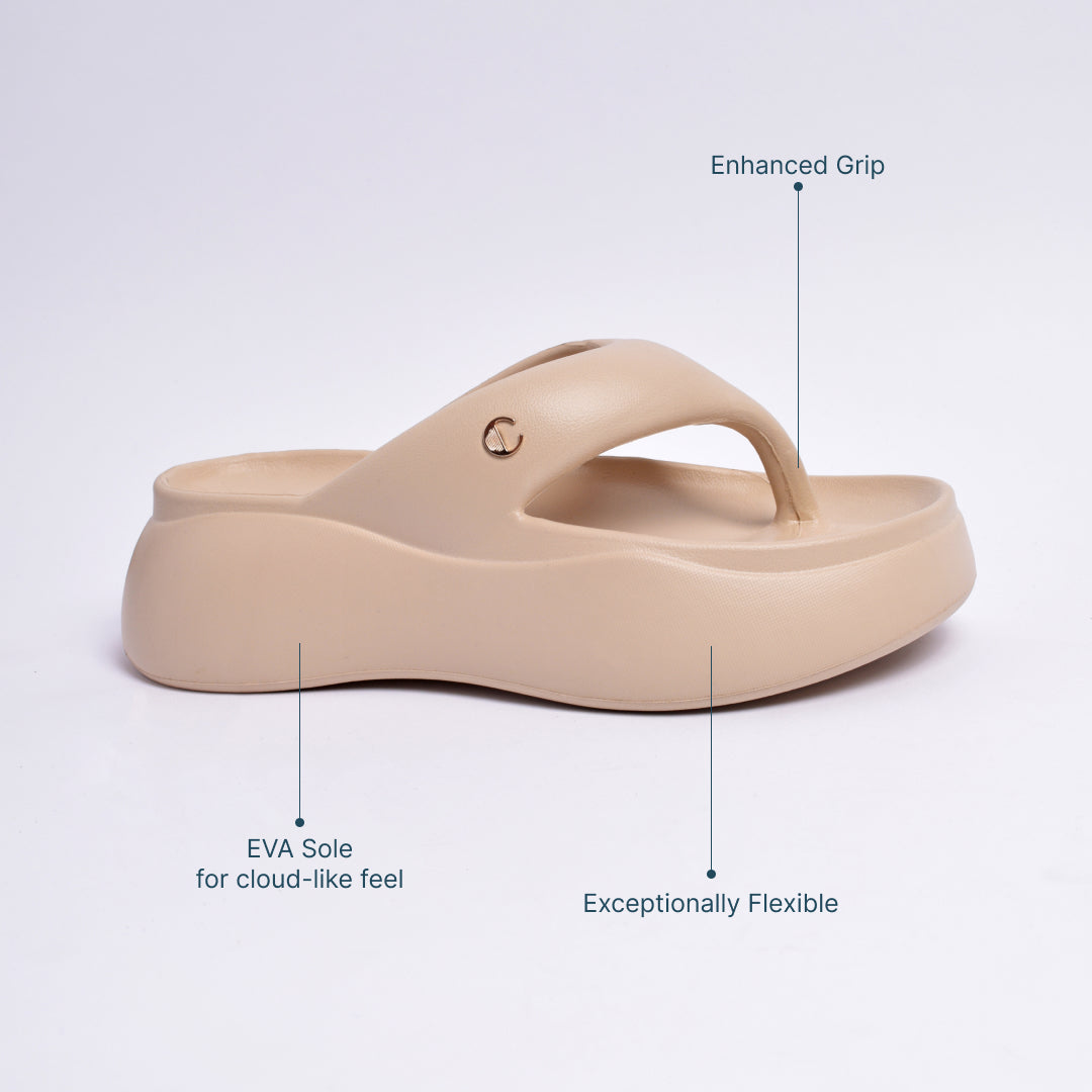 Biscuit Beige Thong Slides | CAI at Broadway