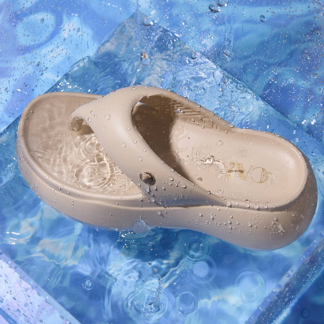 Biscuit Beige Thong Slides | CAI at Broadway