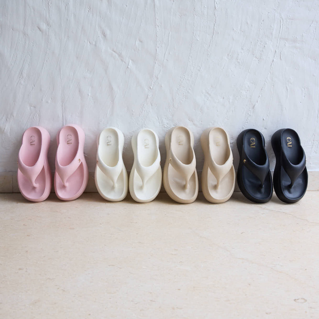 Biscuit Beige Thong Slides | CAI at Broadway