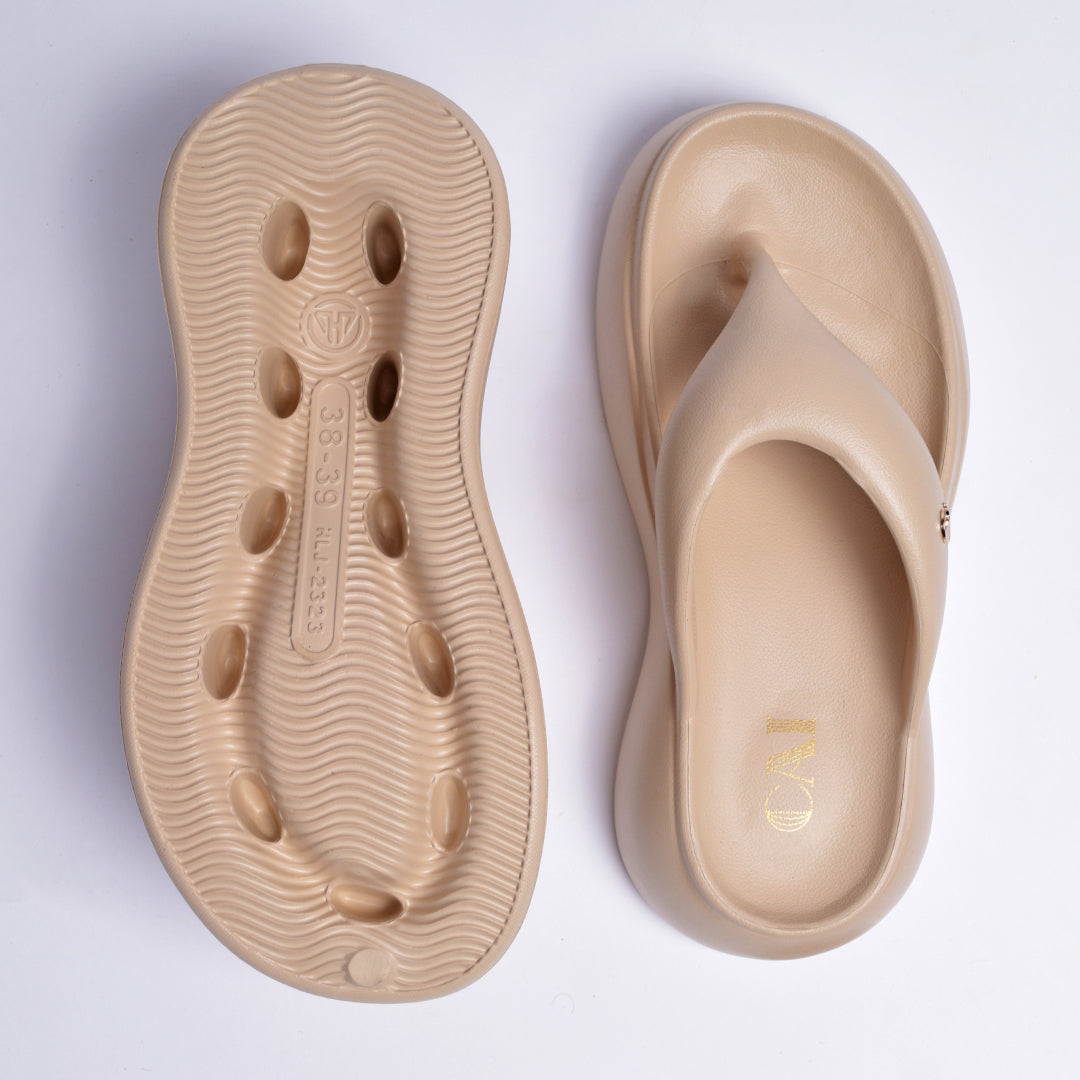 Biscuit Beige Thong Slides | CAI at Broadway