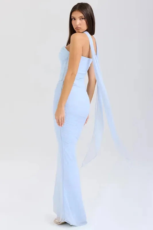 Draped Mesh Corset With Skirt Set | ANNY at Broadway