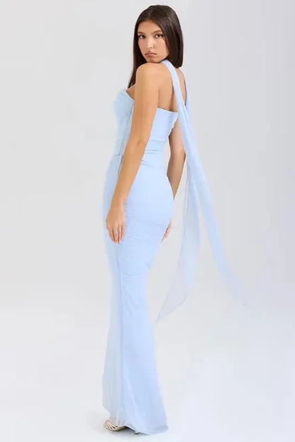 Draped Mesh Corset With Skirt Set | ANNY at Broadway