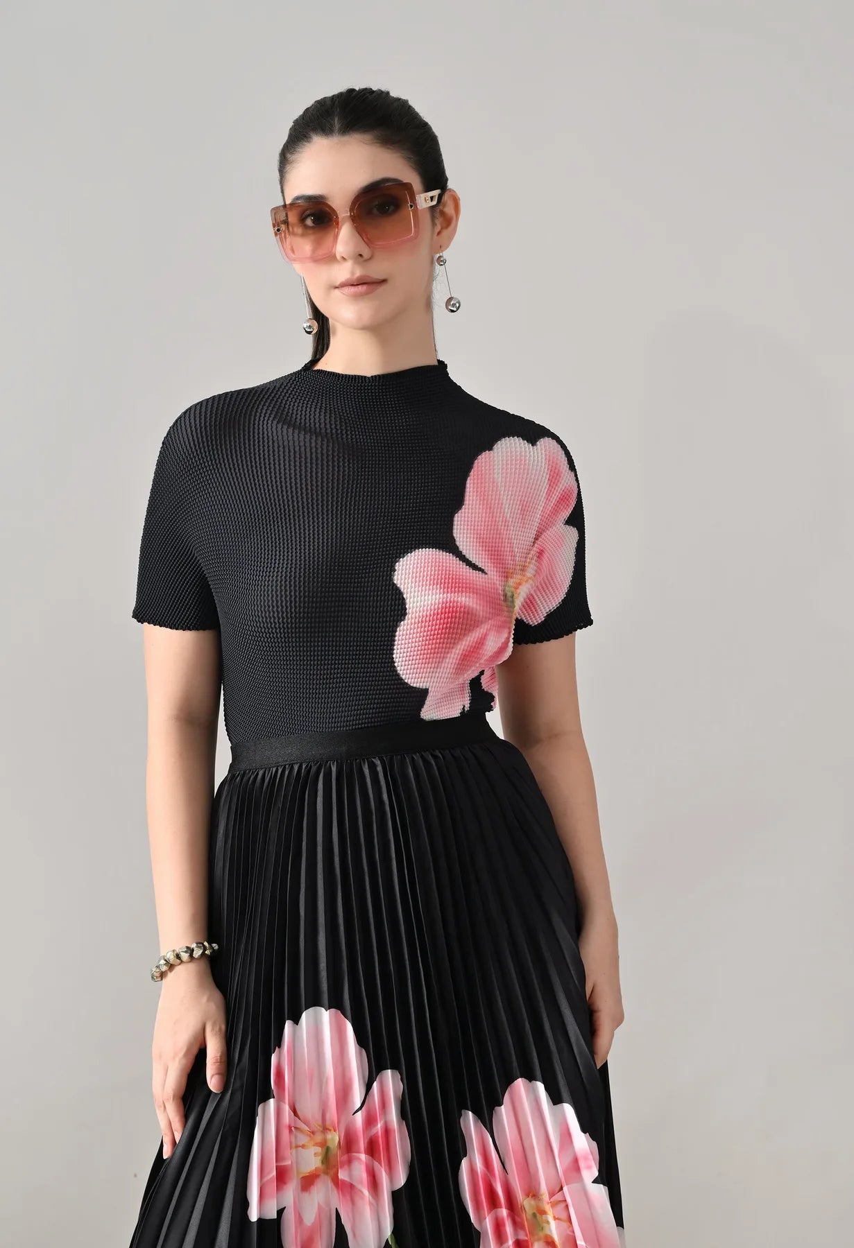 Floral Printed Pleated Two-Piece Set | ANNY at Broadway