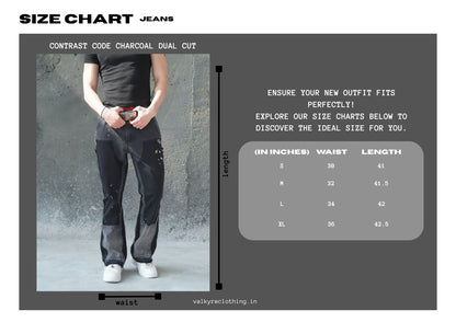 CONTRAST CODE CHARCOAL DUAL CUT VALKYRE JEANS