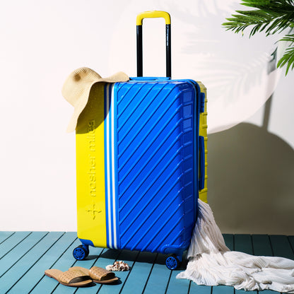Nasher Miles Vegas Hard-Sided Polycarbonate Check-in Luggage Lime Green&Azure Blue 24 inch |65 Trolley Bag