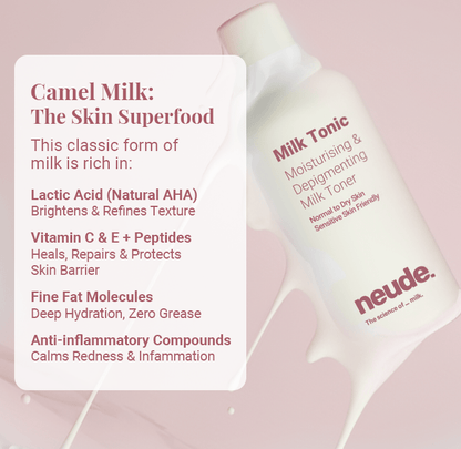 Milk Tonic: Depigmenting & Hydrating Toner with Camel Milk, Ceramides and Snail Mucin - Neude Skin