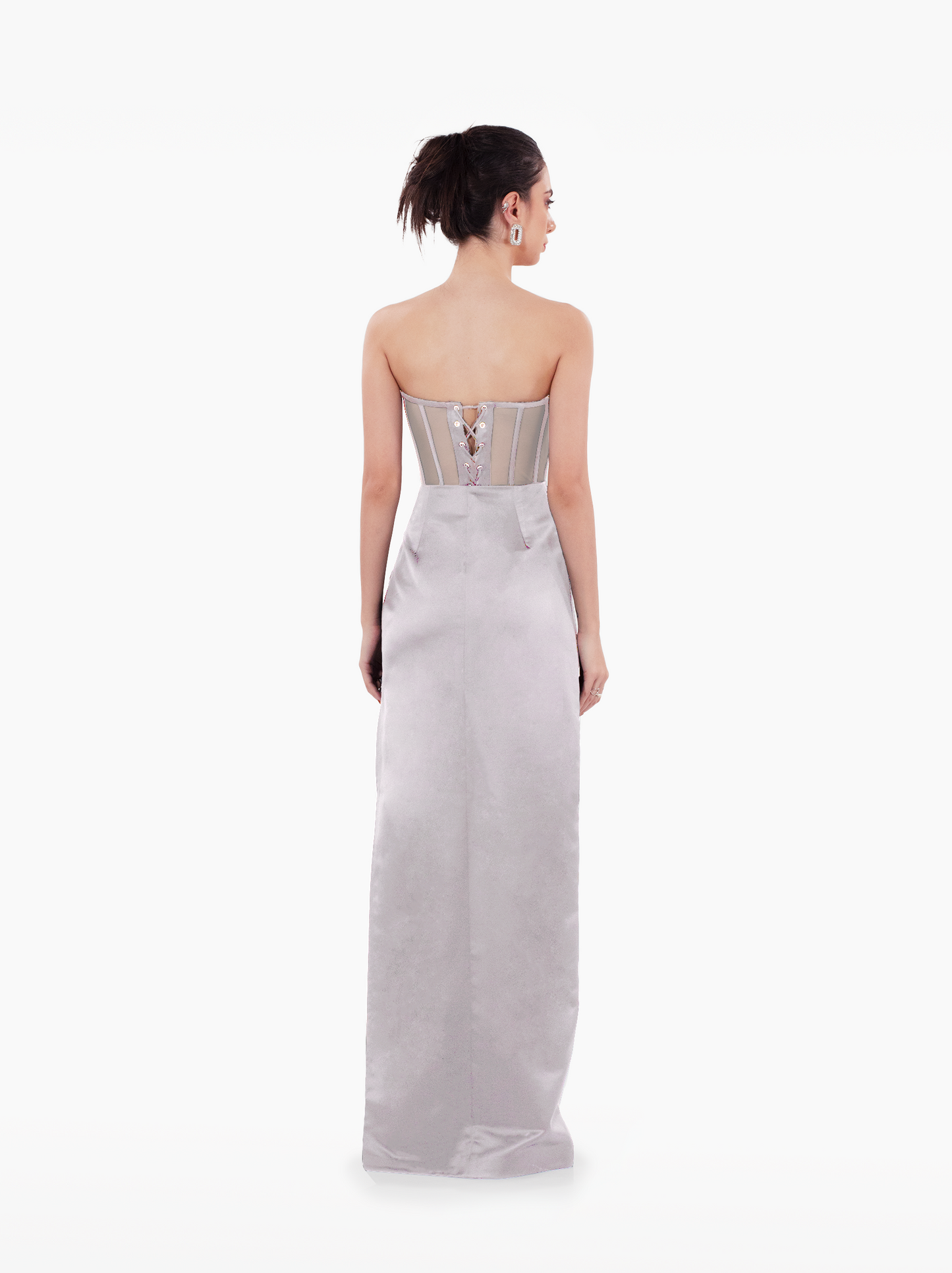 late night skirt - black satin maxi skirt with darts and a side slit for formal occasions by SOLÉITE