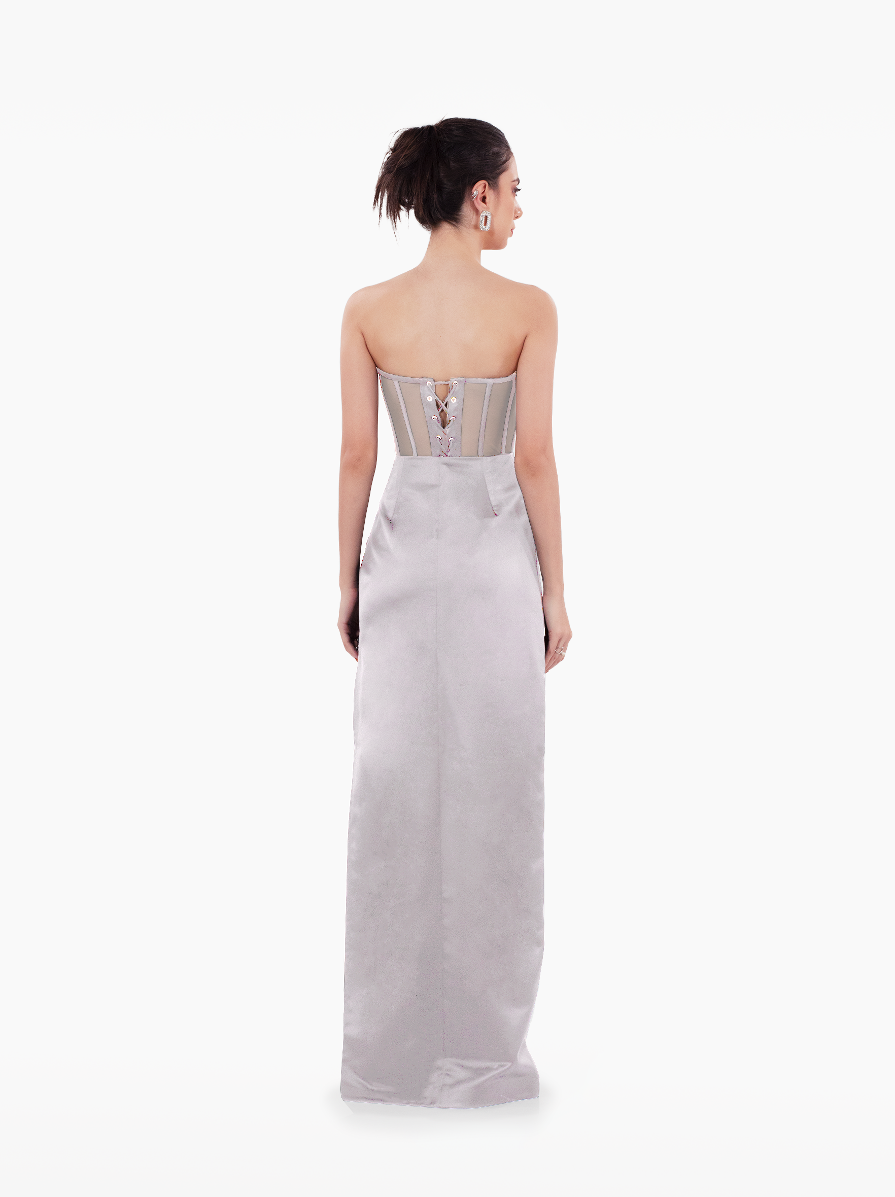late night skirt - black satin maxi skirt with darts and a side slit for formal occasions by SOLÉITE