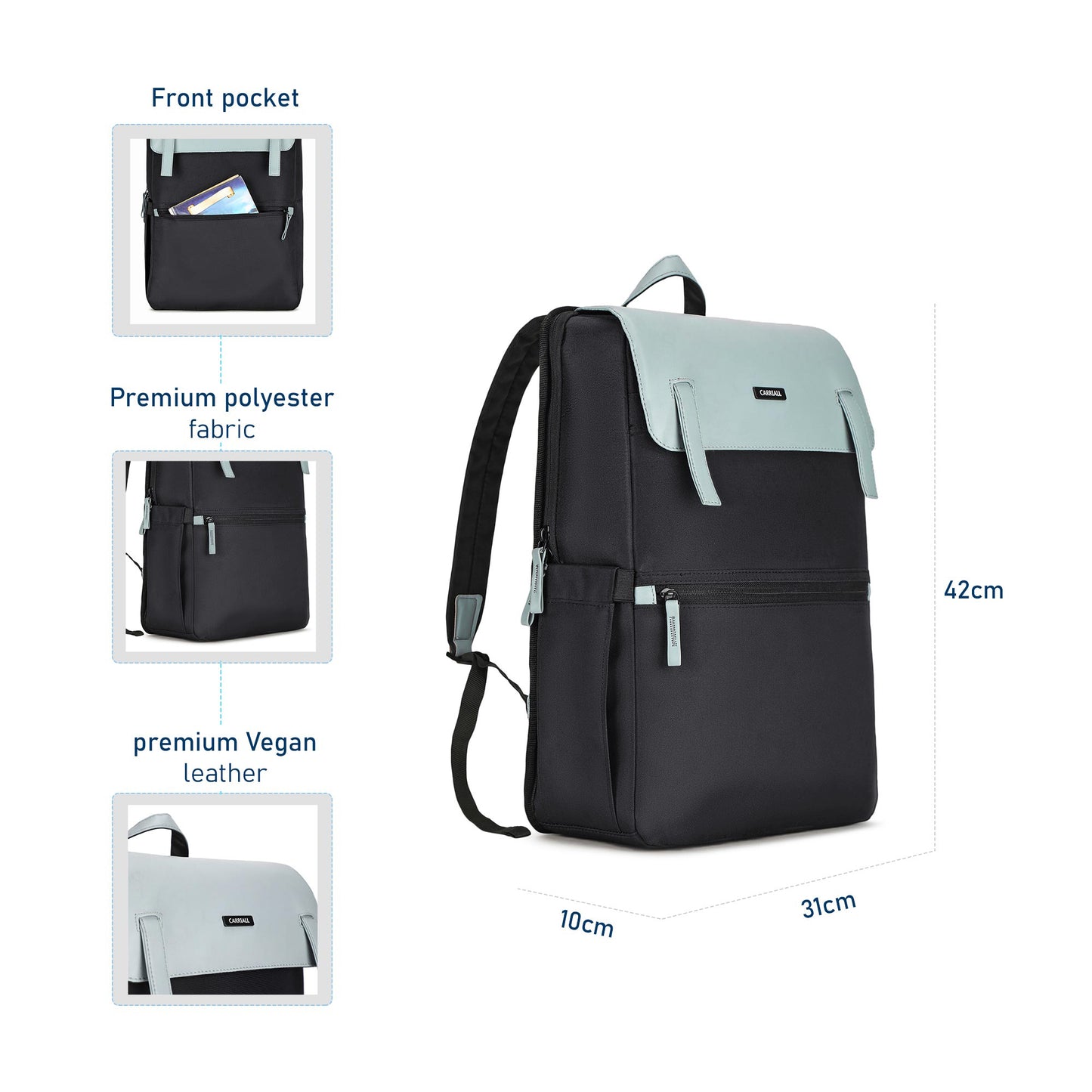  Carriall Aero Black casual laptop backpack 