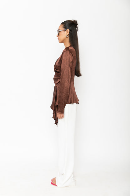 Contemponari-Magnolia Top-Brown