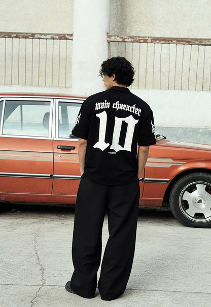Black-Ten Oversized Polo T-Shirt