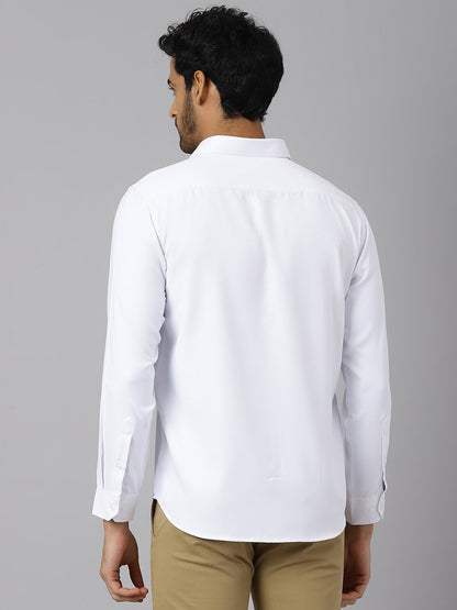 Chiseled Cuff Angular Twill White Shirt - Austin