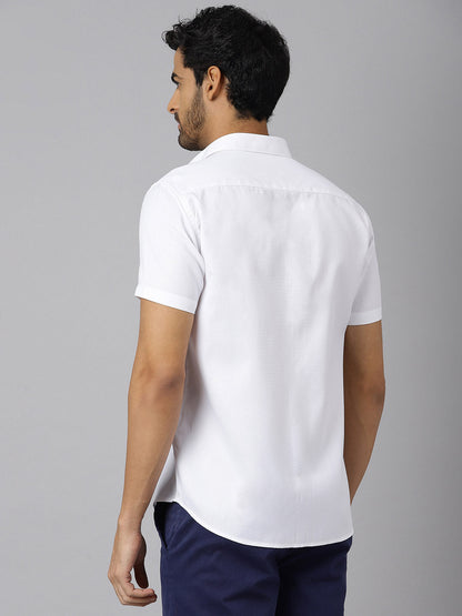 Patch Pocket Dobby Cotton White Shirt - Orchard