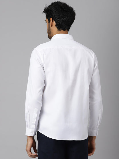 Buttondown Collar Structured Dobby White Shirt - Berlin