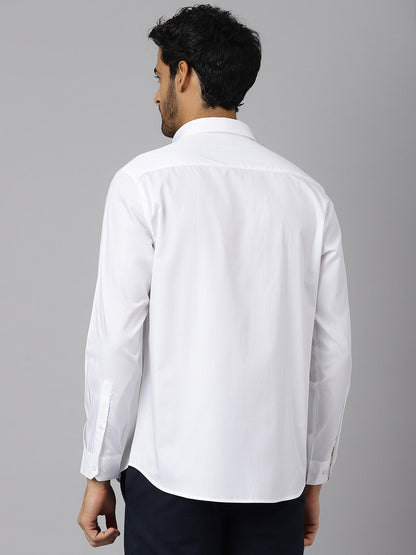 Chest Pocket Premium Cotton White Shirt - Routine