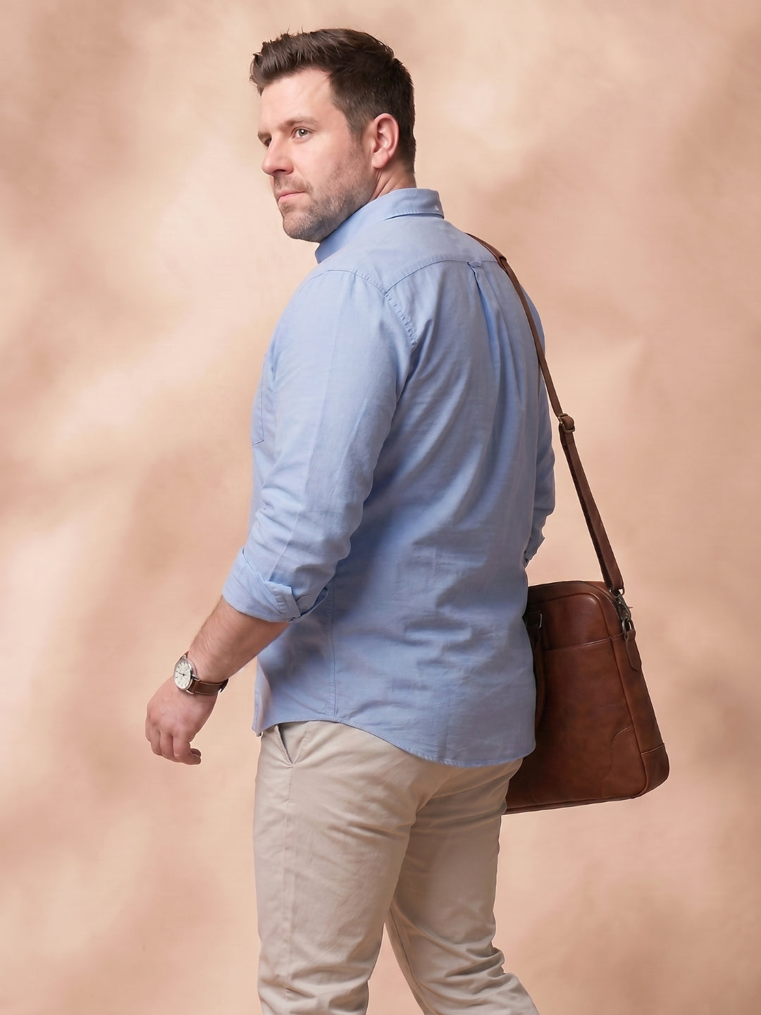 Blue Regular Fit Solid Plus Size Casual Shirt for Men (AQUIN)