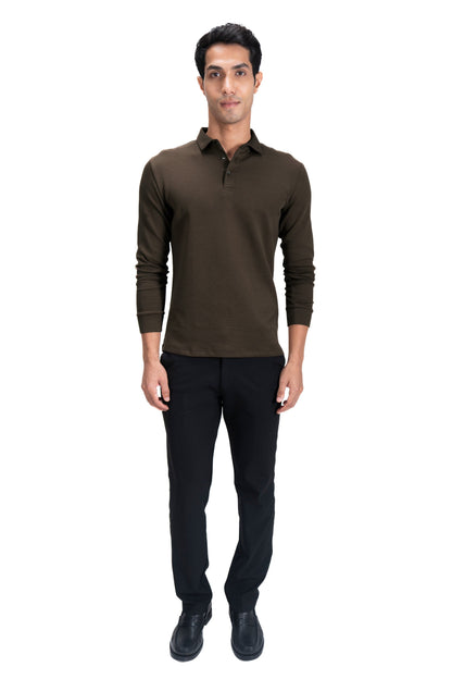 Legacy Polo Sweater - Chocolate Brown