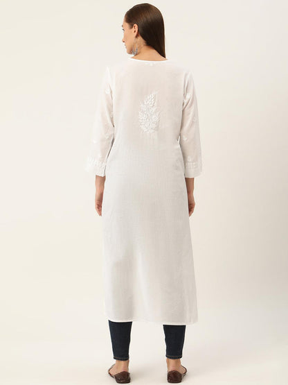Megha in House of Kari Hand embroidery Chikankari Dress-White
