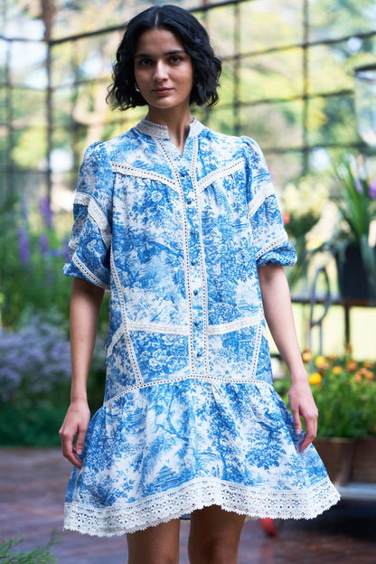TOILE & LACE TIERED MINI