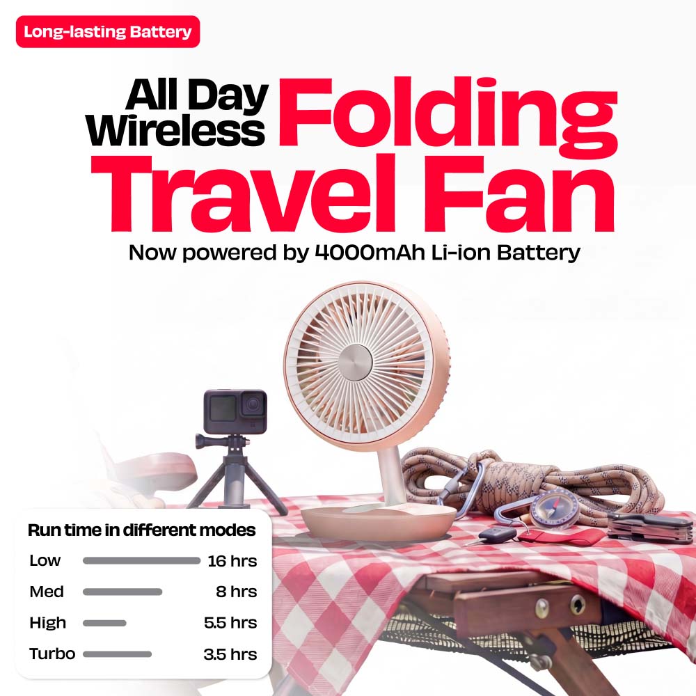 FOLDE v2 | All Day Wireless Rechargeable Folding Fan