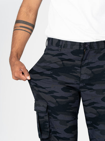 Blue Camo Slim Fit Cargo Pants