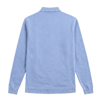 Flat Knit Quarter Zip - Blue