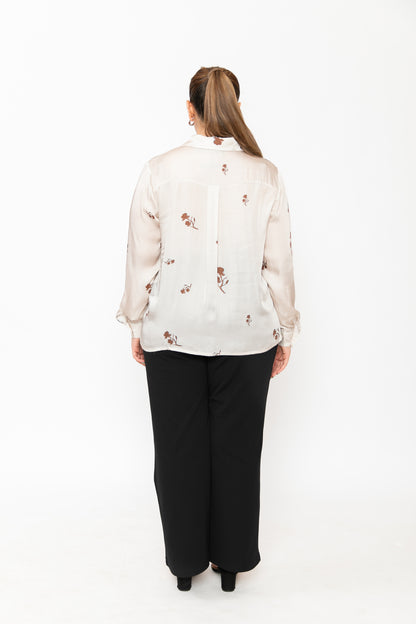 Contemponari-Wilted Petals Shirt-White | Contemponari at Broadway